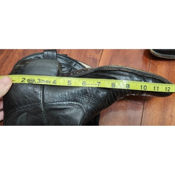 Vtg Larry Mahan Black Leather Cowboy Boots SIze 11 B, made in Texas - Picture 16 of 16